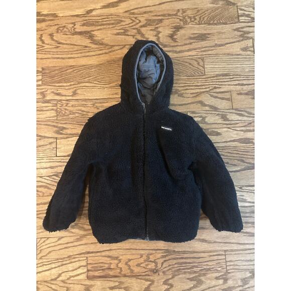 Eddie Bauer Boys Size 10 Reversible Gray Puffer Sherpa Jacket Hooded Coat EUC - Picture 4 of 6